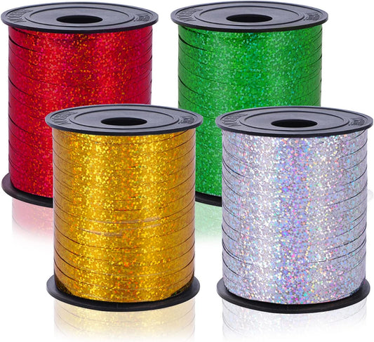 Lainrrew 1000 Yard Metallic Curling Ribbon Balloon String - 4 Pack, Gift Wrap, Christmas, Valentine's Day, Party Decoration