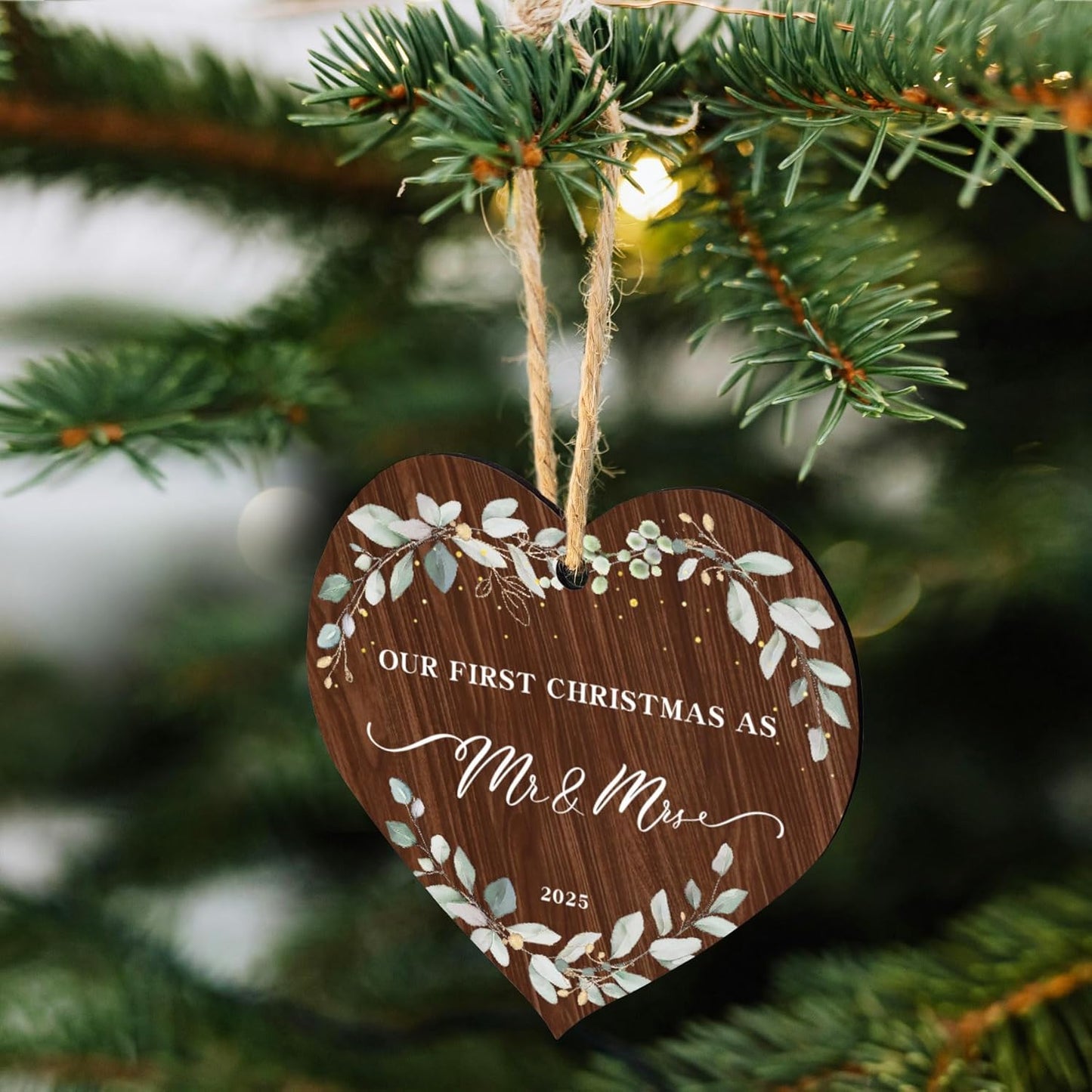 2025 First Christmas Married Ornament,First Year as Mr and Mrs Christmas Hanging Ornament Wedding Decoration for Couple