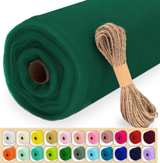 Hunter Green Tulle Fabric Roll, 54" x 40 Yards (120FT) Tulle for Christmas Wedding Decoration DIY Tutu Party Backdrop Baby Shower Table Skirts Gift Wrapping