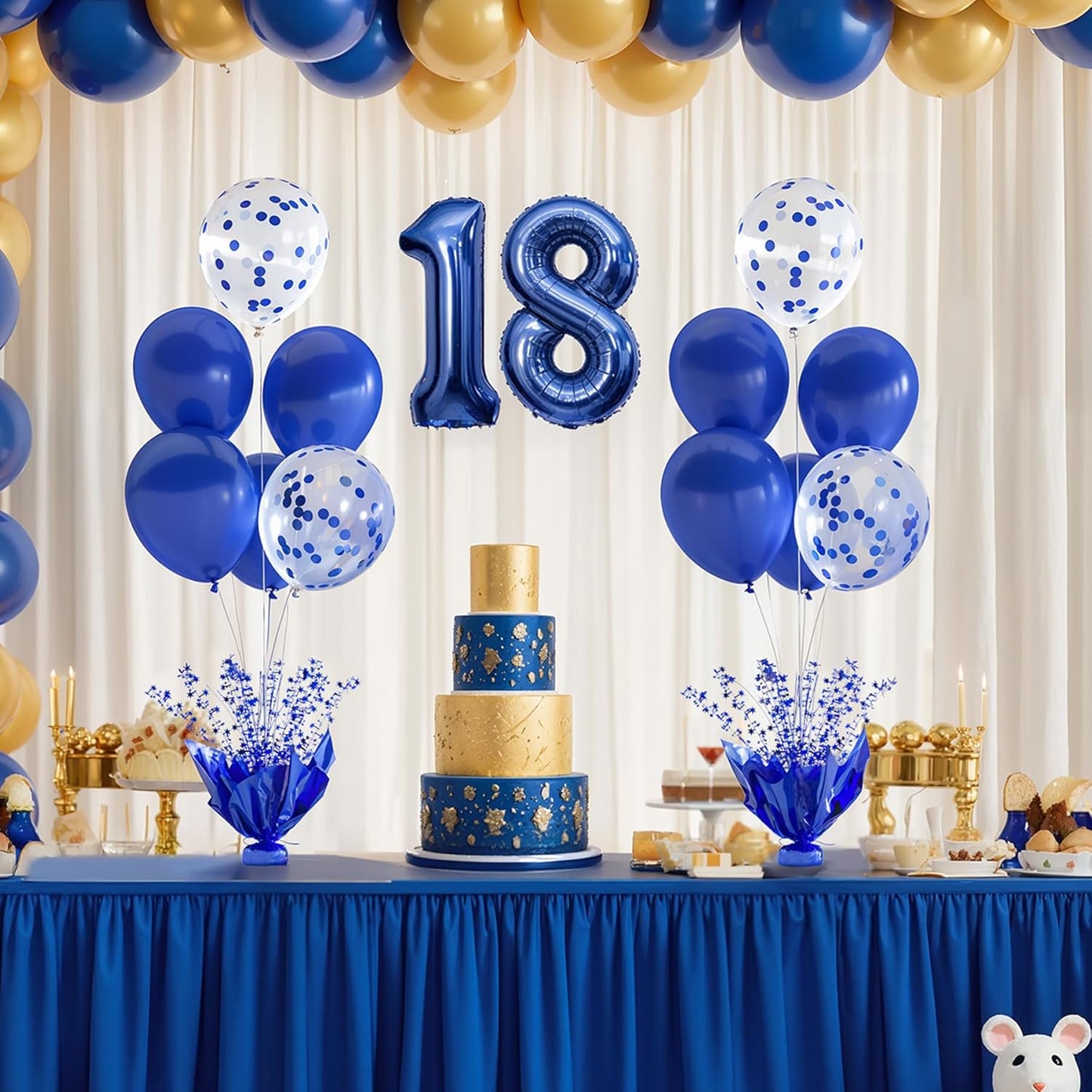 6 Set Blue Balloon Table Centerpieces for Birthday Parties, Balloon Stand Kit with Blue Balloons for Table Decoration