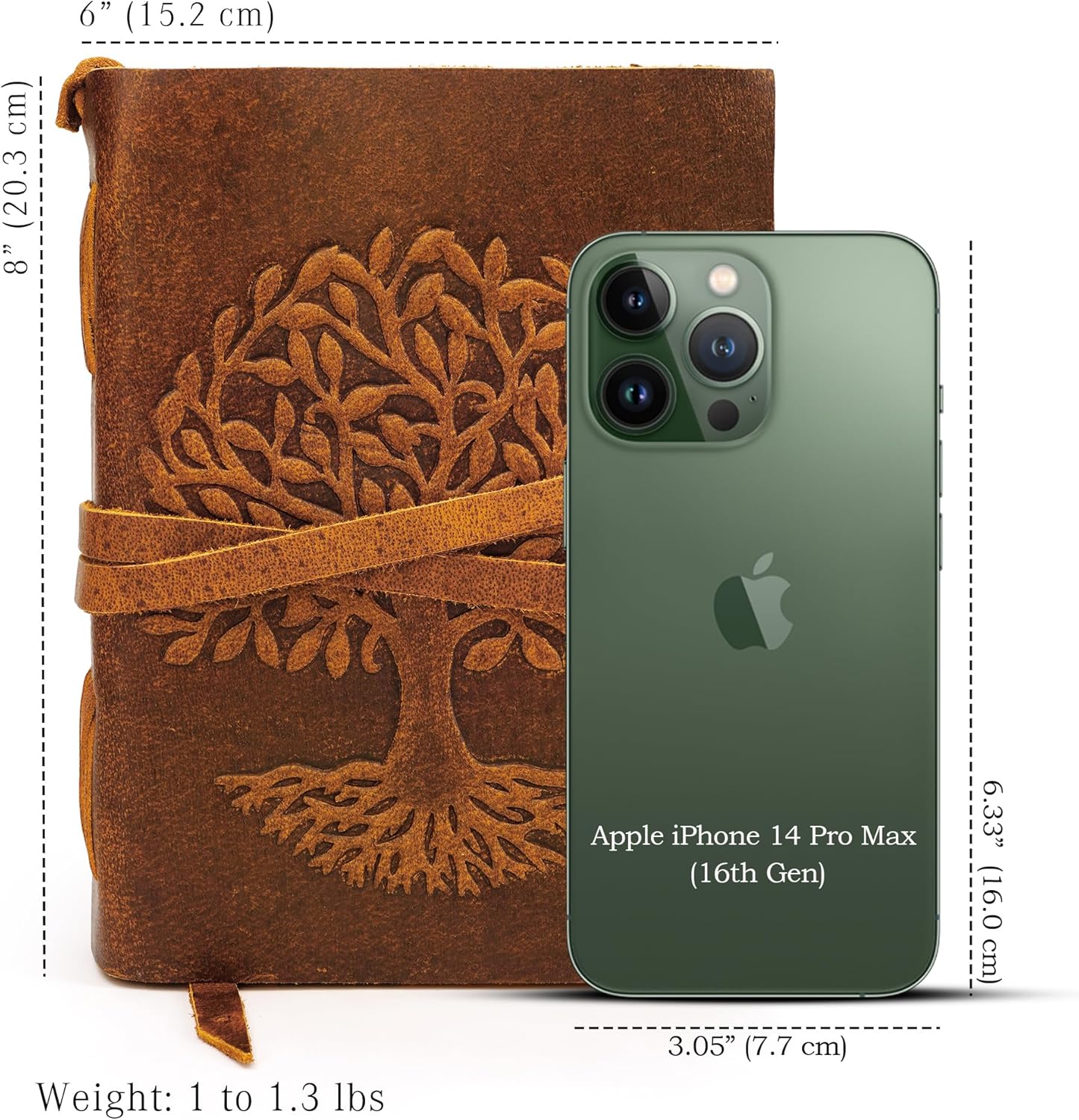 LUXEORIA Tree Of Life Leather Journal for Women and Men, Handcrafted Leather Journal for Writing Womens, Sketchbook, Travel Diary with Unlined Deckle Paper, Tan 6x8