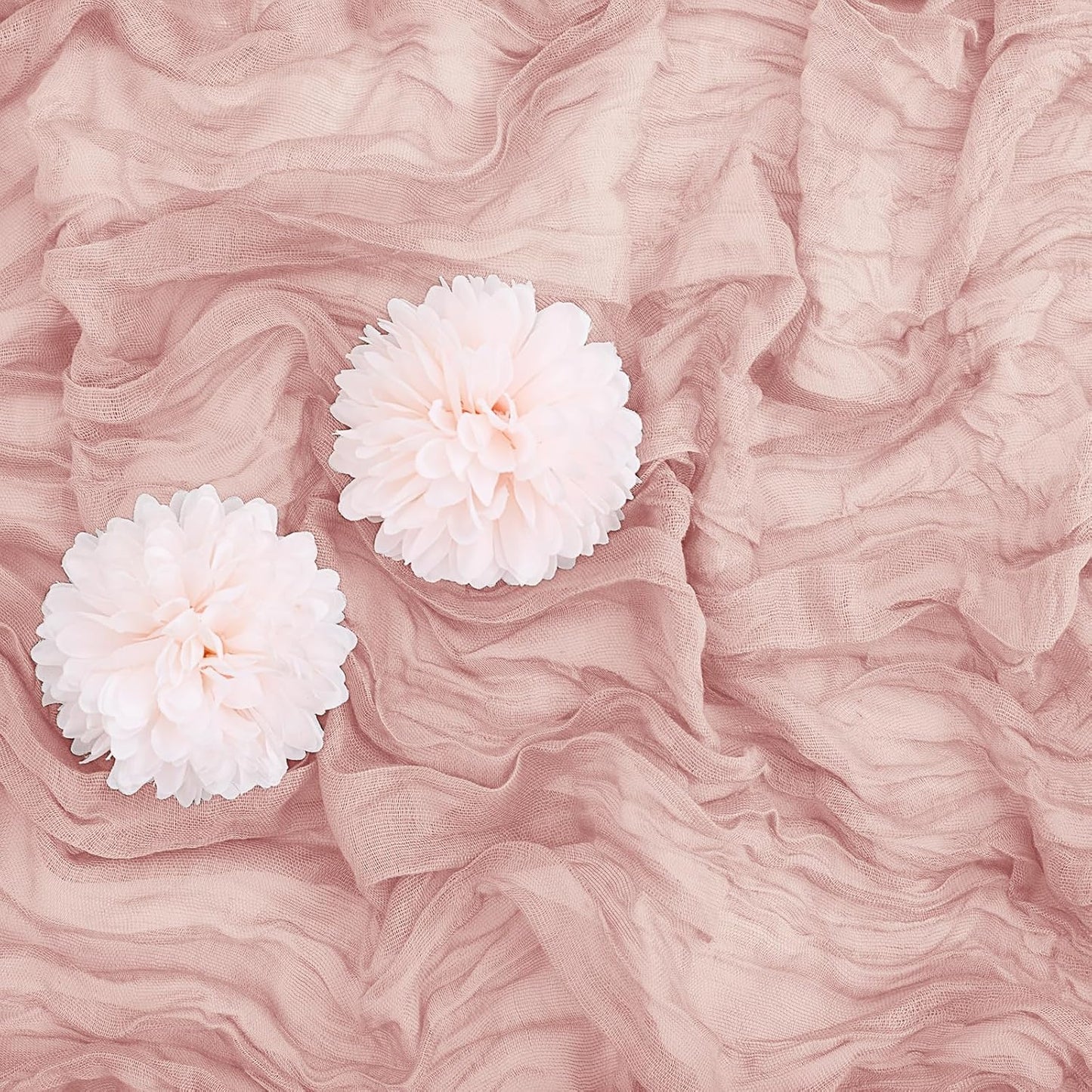 Aktor 4 Pack Dusty Pink Table Runner Boho Cheesecloth Table Runner Semi Sheer Gauze Fabric Runners for Wedding Birthday Baby Shower Party Boho Table Decoration（Dusty Pink）