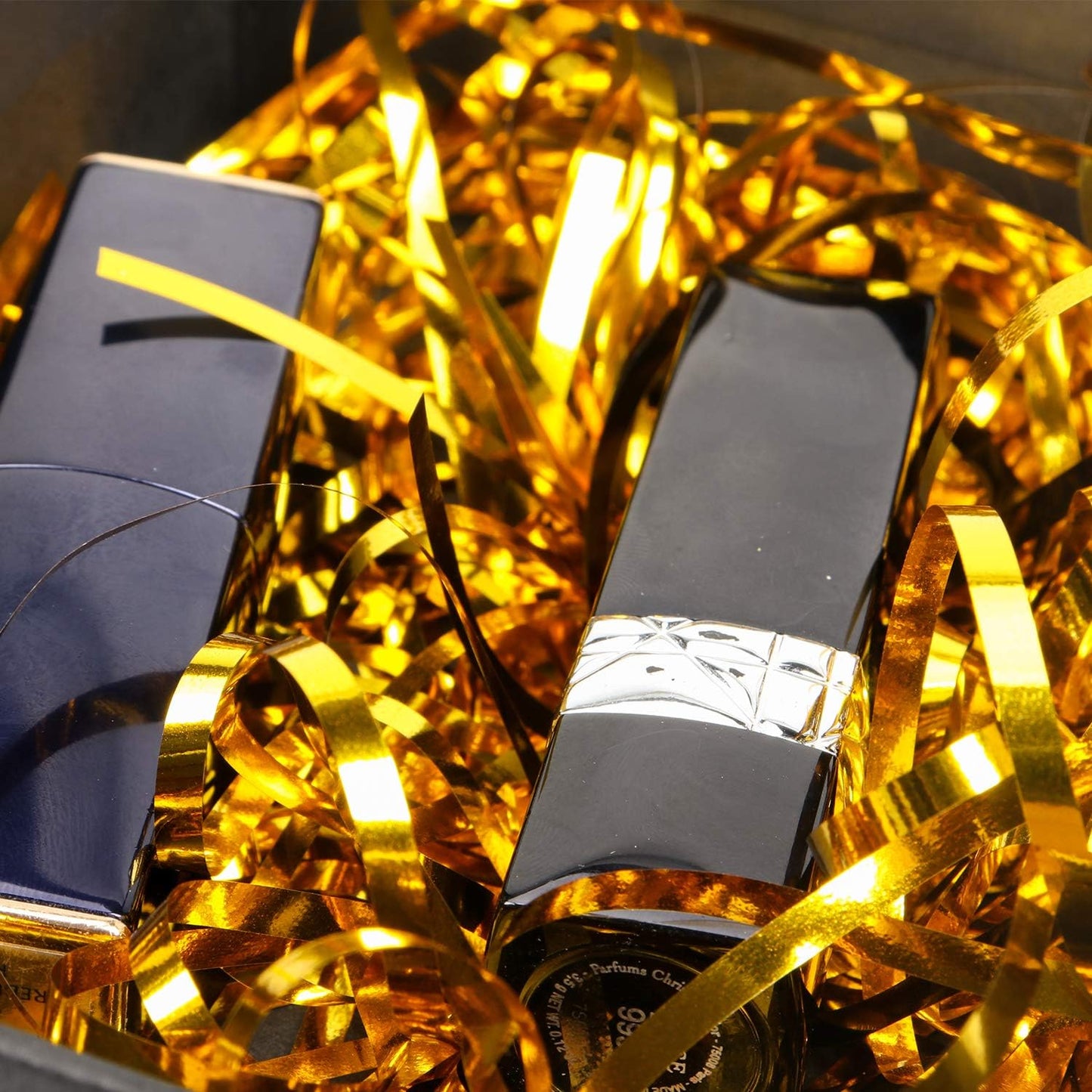 Zwish 150 Gram Sparkly Iridescent Film PP Hamper Shreds & Strands Shredded Crinkle Confetti for Gift Wrapping & Basket Filling & Gift Box filler Easter Basket Box filler-Gold