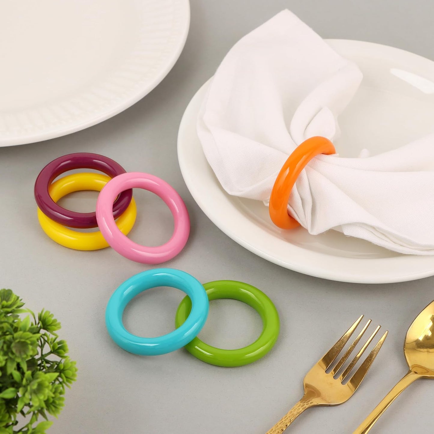 Napkin Rings Set of 12 - Epoxy Resin Napkin Holder Cuffs for Dinner Table Décor - Farmhouse Modern Serviette Rings for Weddings, Parties, Receptions, Banquets, Daily Use (Pastel) - CLEENTABLE