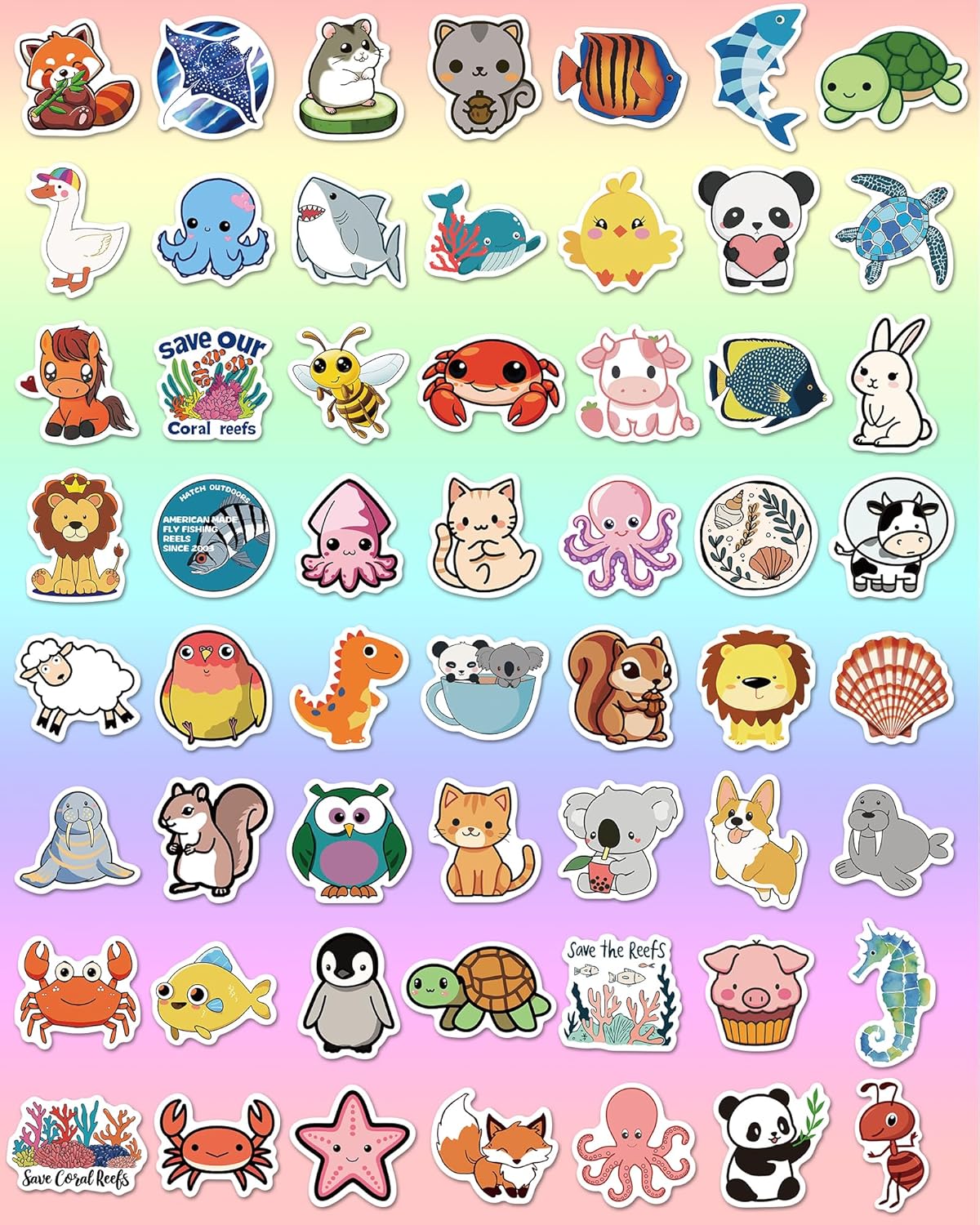 300 Pcs Animal Stickers for Kids, Cute Water Bottle Stickers for Kids Waterproof, Vinyl Laptop Kid Sticker Pack, Kid Classroom Prizes for Elementary Students