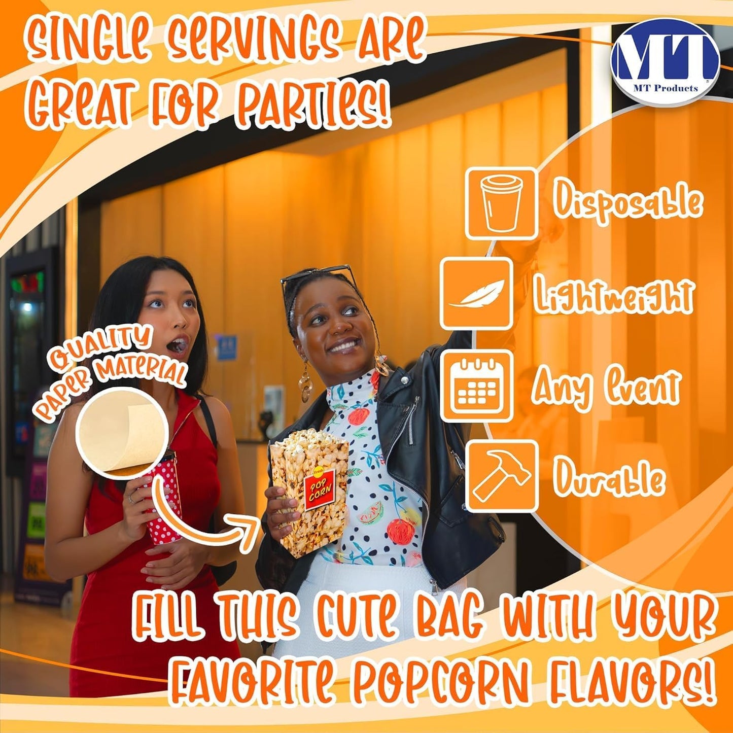 MT Products Popcorn Bags 4 oz. - Large Individual Popcorn Holder - Pack of 1600