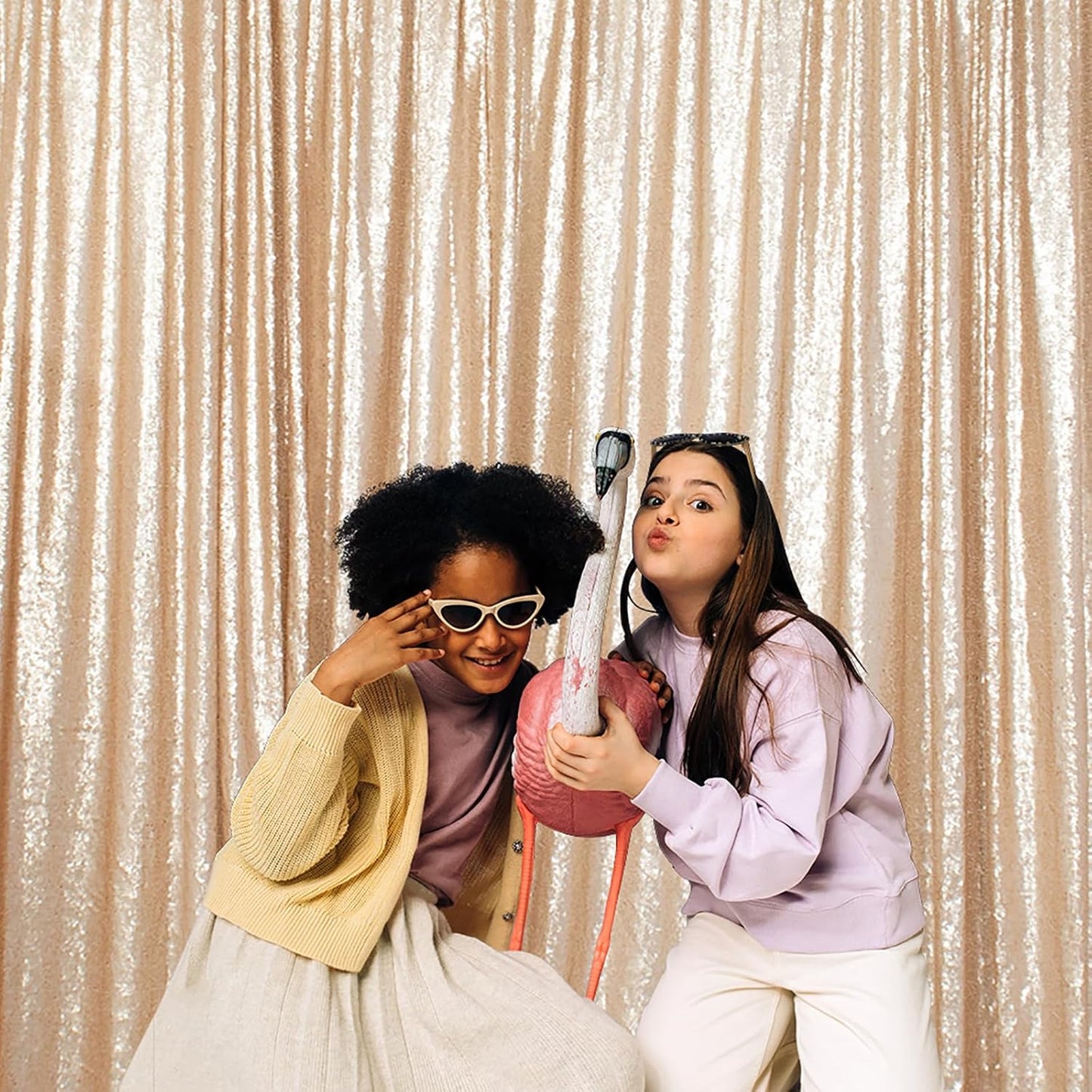 DUOBAO Champagne Backdrop Curtain 10x10ft Backdrop Graduation Backdrops Class of 2024 Photography Decoration Shimmer Wall Curtain for Parties Wedding Baby Shower Birthday and Photo Shoot