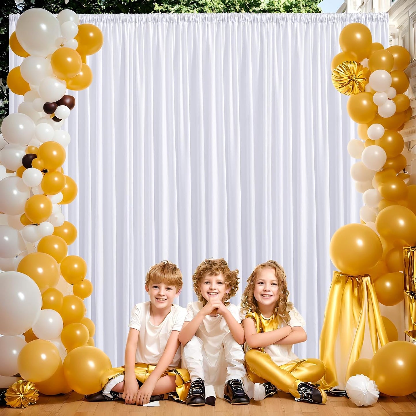 50ft x 10ft Thick Ivory Backdrop Curtains for Parties, 10 Panels 5ft x 10ft Non See Through Ivory Polyester Wedding Drapes Photo Backdrop for Birthday Party Graudation Photography Home Decor