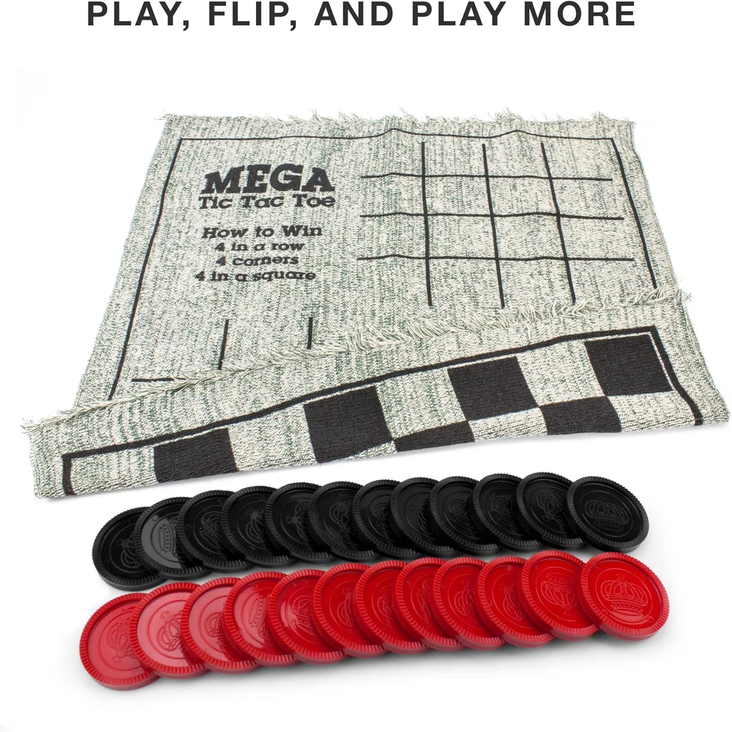 Brybelly Large Checkers Set - Giant Checkers Game for Indoor/Outdoor - Jumbo Classic Board Games for Friends and Family - 3-in-1 Checkers and Mega Tic Tac Toe