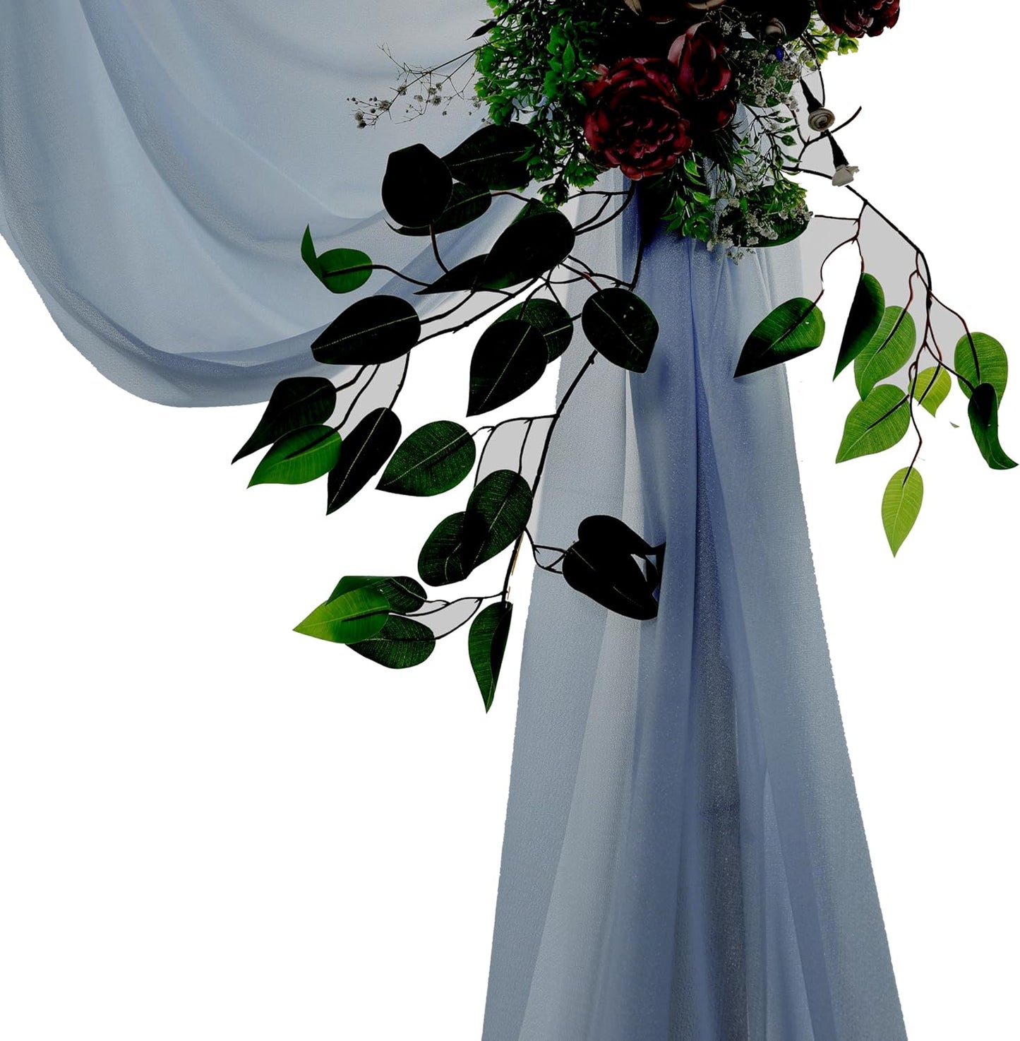 VDS Pack of 2 Panel (30 Inch X 40 Feet) Wedding Arch Draping Fabric Sheer Chiffon Fabric Drapery for Wedding Ceremony Reception Swag Backdrop Canopy Chuppah ARBO Altars Decoration (Dusty Blue)