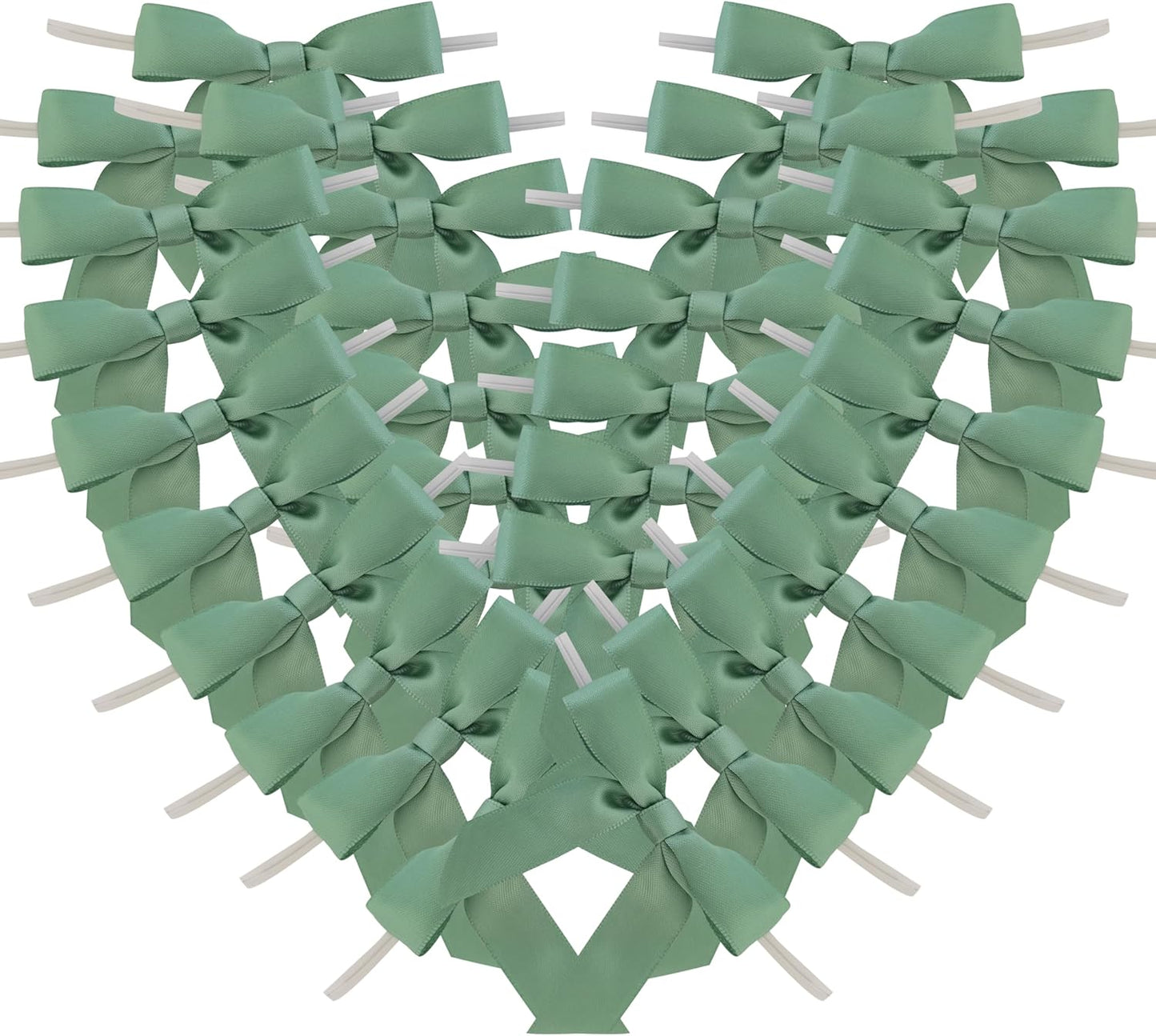 50pcs 2-1/2" Vanilla Green Satin Ribbon Bows with Twist Ties Celadon Satin Ribbon Bows for Candy Party Decoration Gift Packing Wrapping Accessories(2.5“,Vanilla)