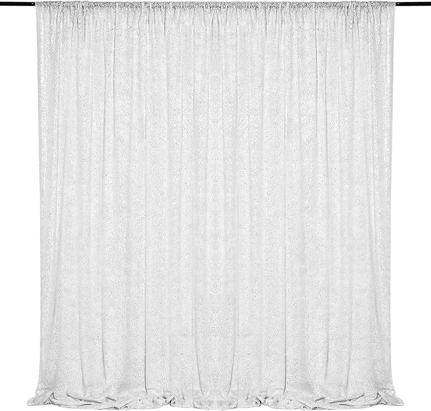 White Sequin Backdrop 2 Panels 2FTx8FT Glitter Drapes Sparkle Photo Backdrop Party Wedding Baby Shower Curtain Sparkle Photography Background Party Decor