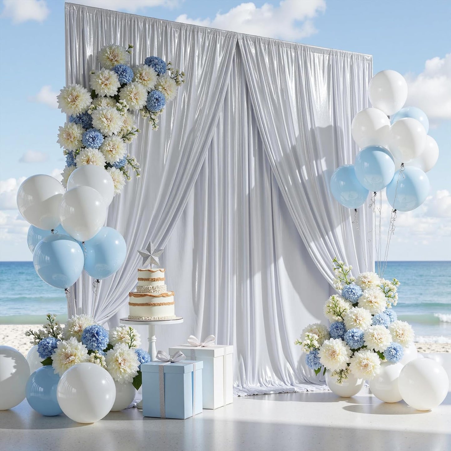 10x12ft Silver Sequin Backdrop Curtain Panels for Parties, Wrinkle Free Glitter Photo Backdrop Drapes 2 Panels 5x12FT Shimmer Back Drop Cloth for Wedding Birthday Christmas Photography Background