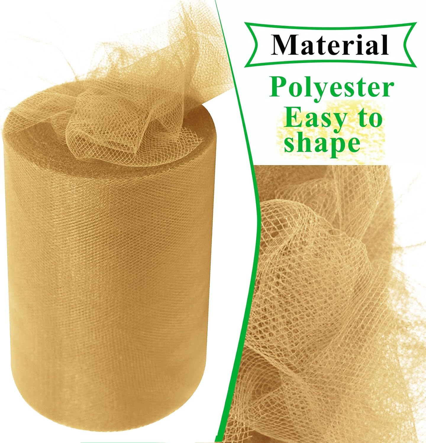 Aztec Gold Tulle Fabric Rolls 6 Inch by 100 Yards (300 feet) Fabric Spool Tulle Ribbon for Christmas Gift Wrapping DIY Tutu Bow Baby Shower Birthday Party Wedding Decorations Craft Supplies