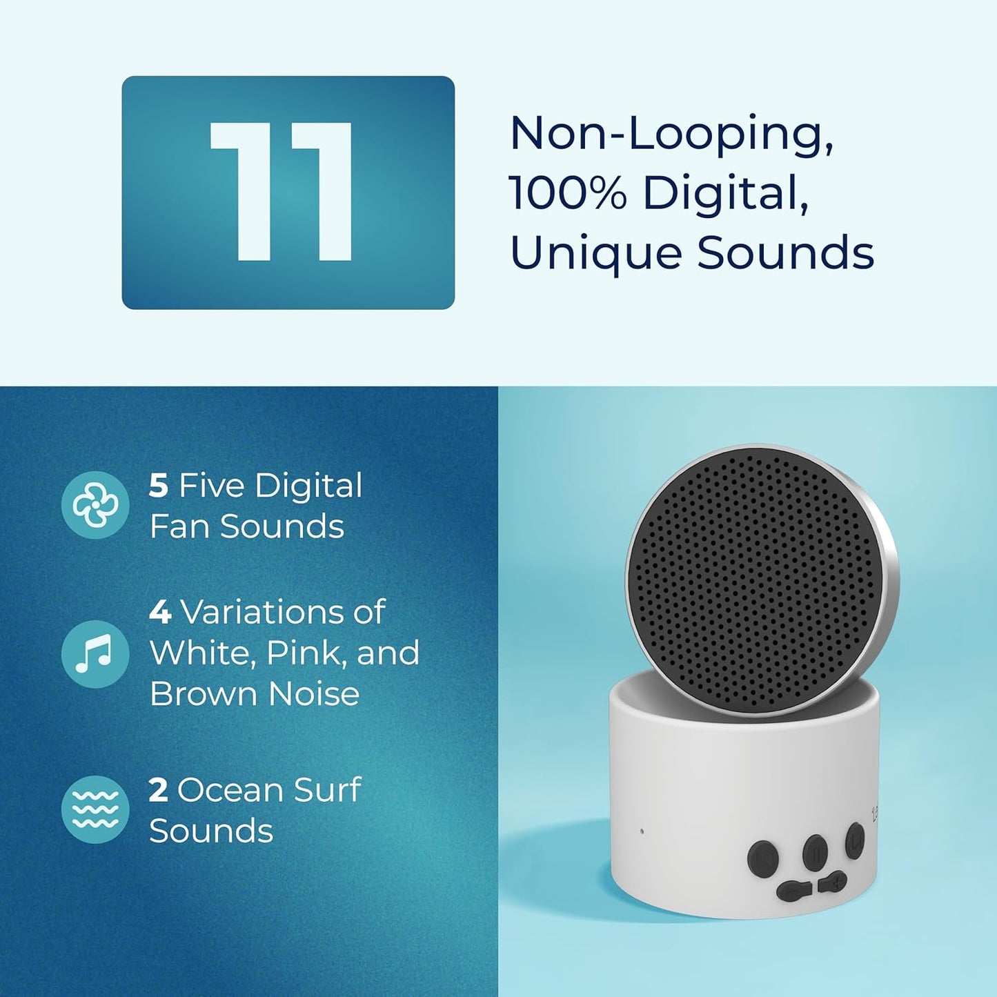 Adaptive Sound Technologies LectroFan Micro 2 - Portable Bluetooth Speaker & White Noise Machine - Compact Sound Machine for Travel - 11 Non-Looping Sounds for Sleep Support - White