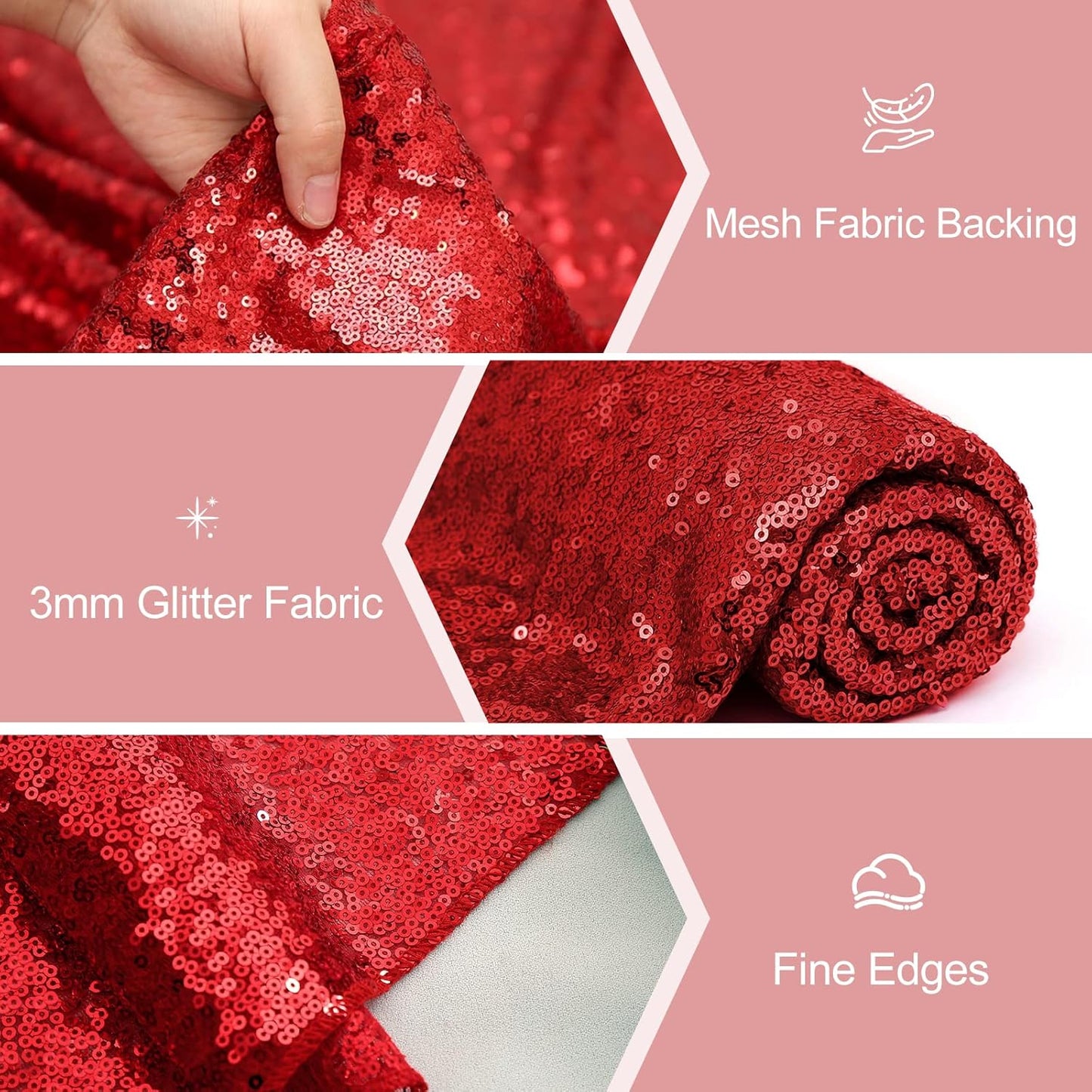 Red Table Runner 10 Packs 12x72 Inch Sequin Table Runners Sparkly Table Runner Fabric for Party Dinner Reception Wedding Event Holiday Decorations