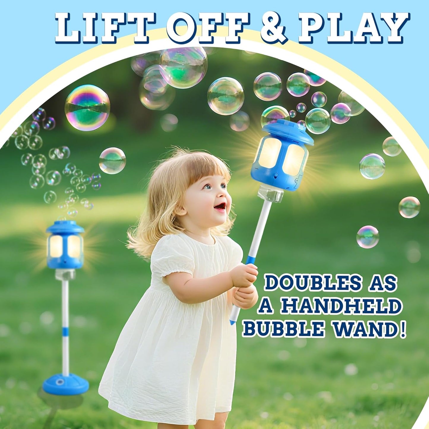 Bubble Machine for Kids Bubble Blower Maker with Lights and Music Automatic Bubble Stand Machine for Parties Birthday Wedding Toddlers Kid Summer Outdoor Toys
