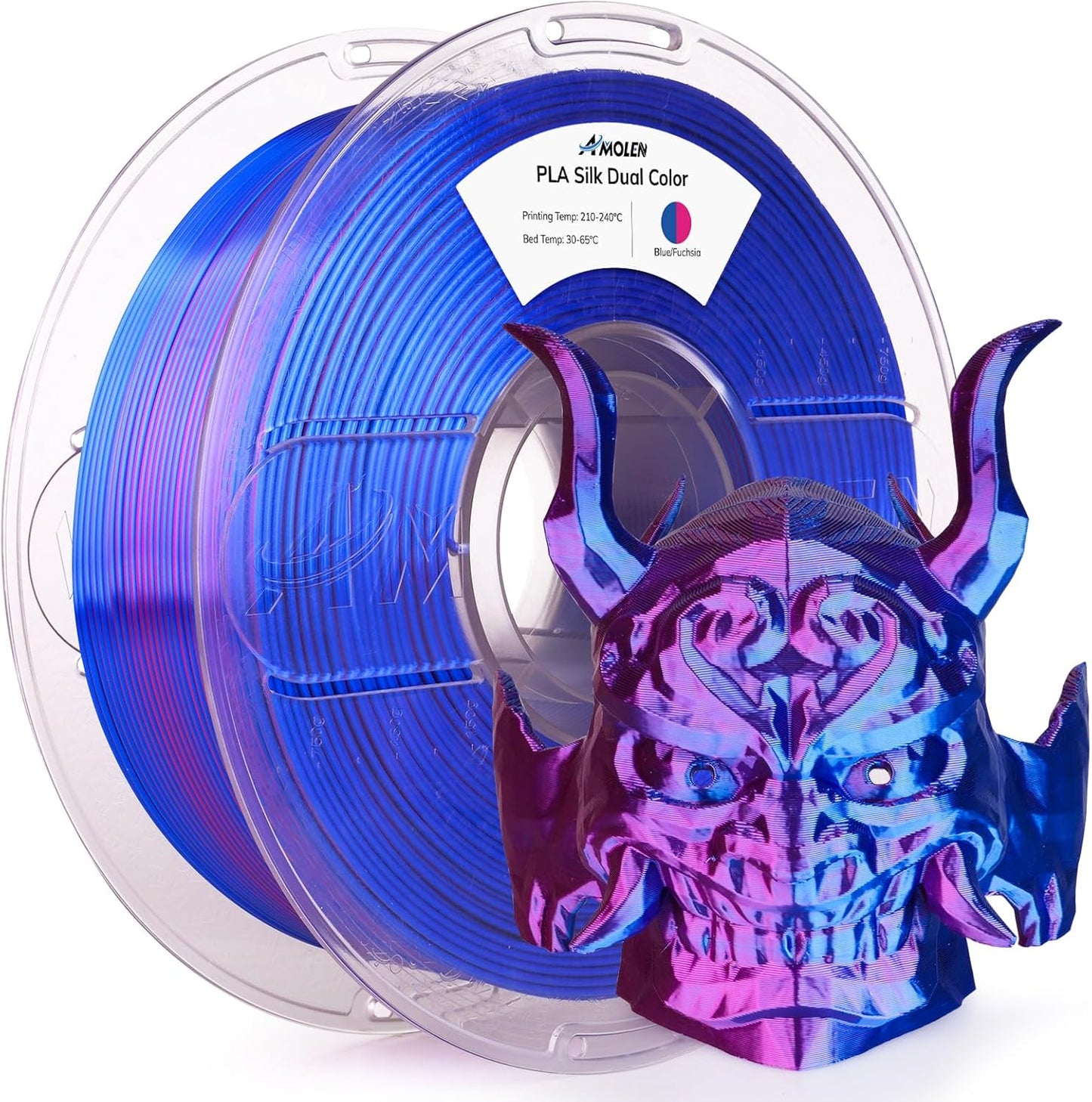 AMOLEN Silk PLA 3D Printer Filament, Shiny Dual Color PLA 1.75mm, Multicolor Change 3D Printing Filament for Most FDM 3D Printer, 1kg Spool(2.2lbs), Blue Fuchsia