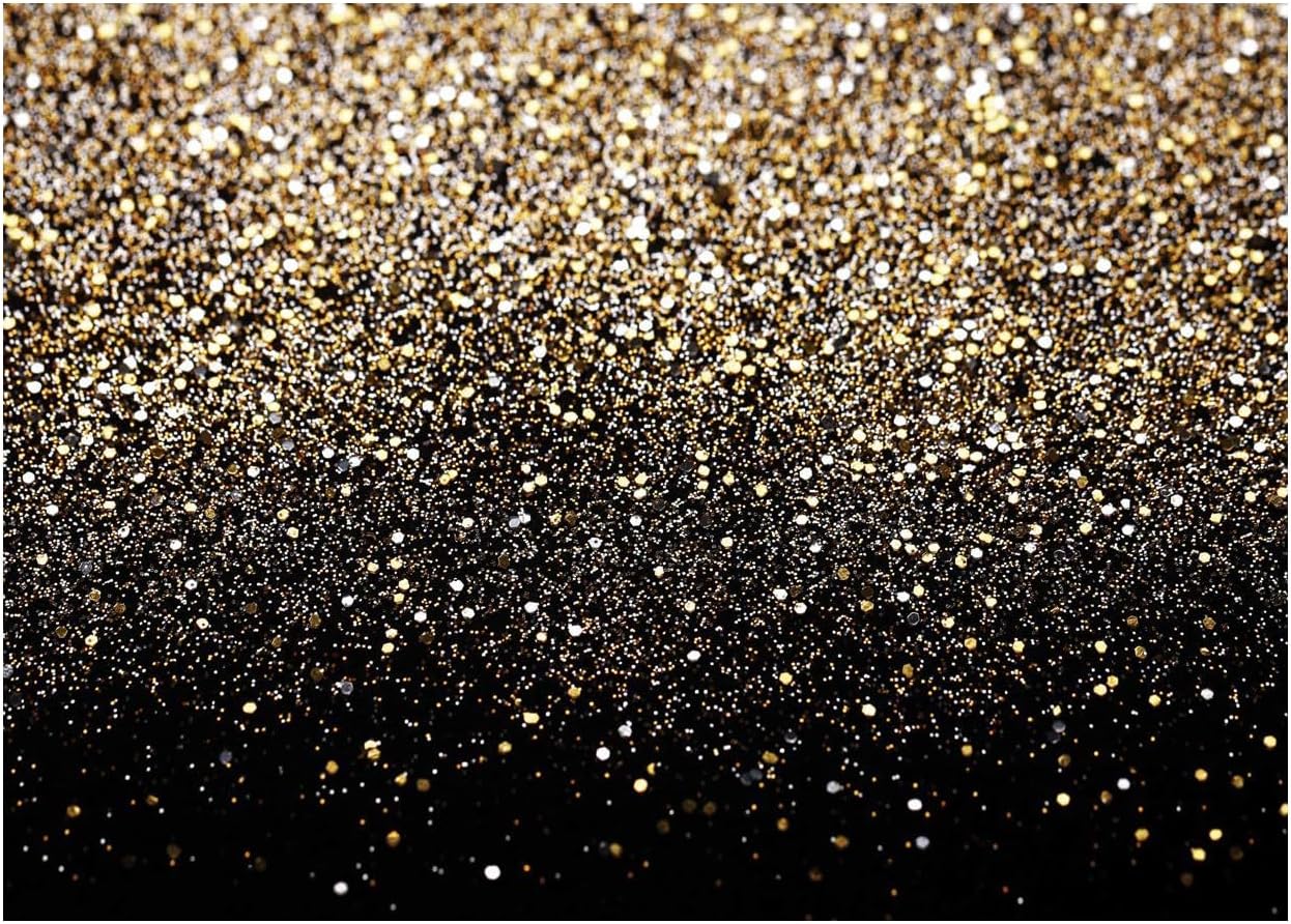 WOLADA Black and Gold Backdrop Golden Glitter Backdrop for Photography Wedding Birthday Baby Shower Party Photo Studio 7x5FT 11176