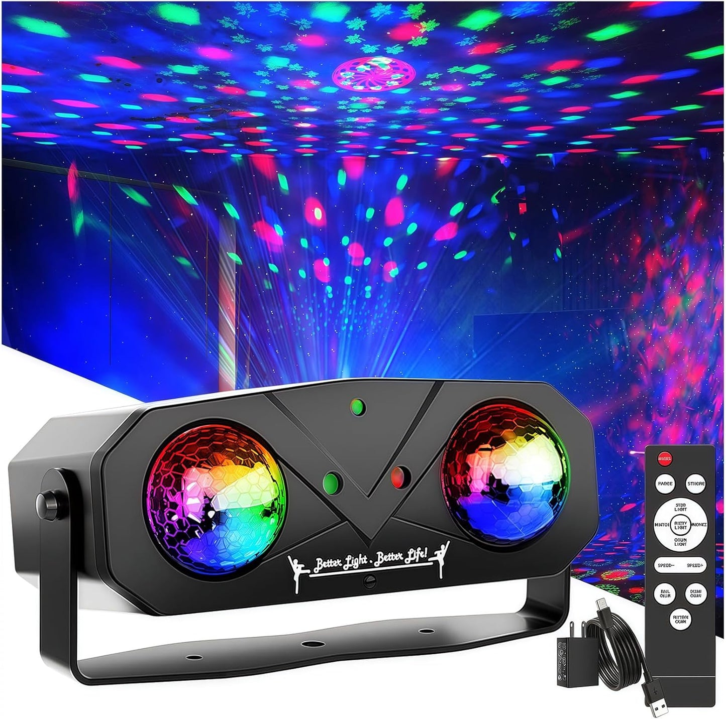 Party Lights DJ Disco Lights, Sound Activated Disco Ball Strobe Stage Light Star Ocean Projector with Remote Control for Home Decoration Parties Gift Club Bar Festival Christmas Birthday Wedding