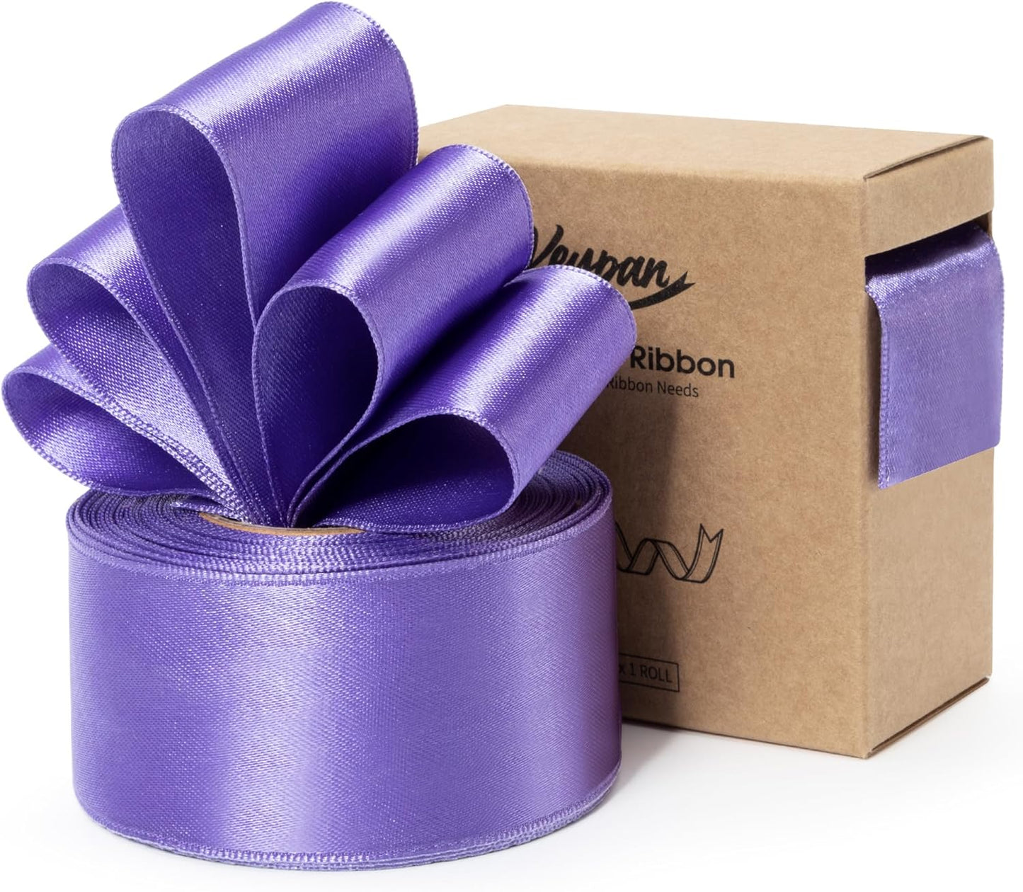 Purple Satin Ribbon Double-Faced Wired Ribbons for Gift Wrapping Flower Bouquet Bows Wedding Invitation Christmas Decor Crafts 1-1/2 Inch 10 Yards