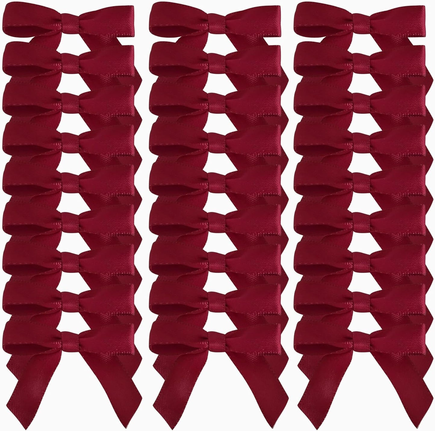 50pcs 1-1/2" Burgundy Satin Ribbon Bows Without Twist Ties Giant Bows for Christmas Holiday Gift Packing&Wrapping (Burgundy)