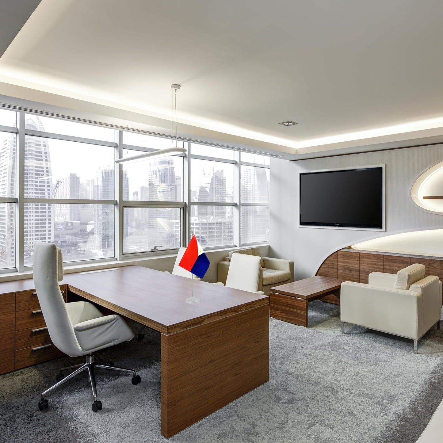 Philippines Desk Flag, Filipino Table Office Flag with Metal Pole and Stand Base, International Country Flags, Festival Event Celebration, Classroom Meeting Desktop Decor (Philippines)
