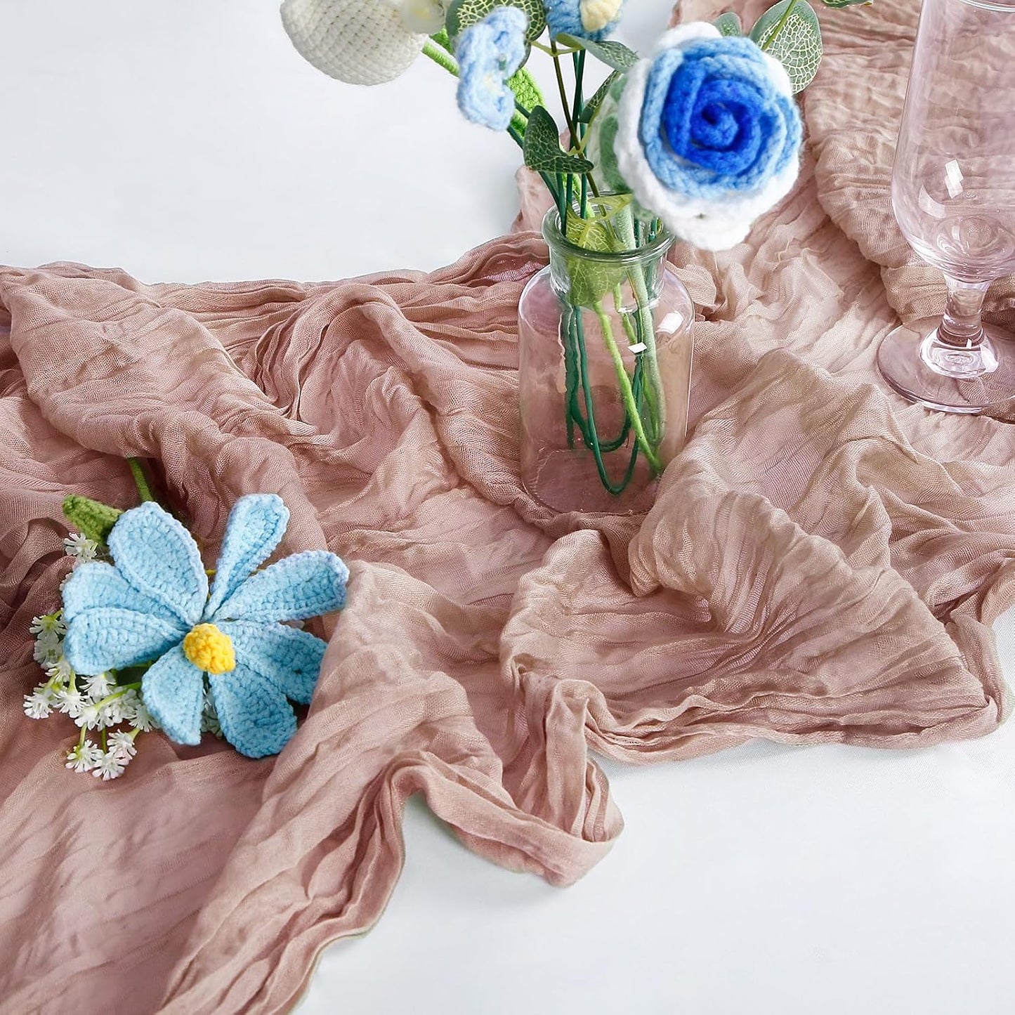 6-Pack Dusty Pink Cheesecloth Table Runners – 10FT (35x120 Inch) Boho Rustic Gauze Fabric Cheese Cloth Table Runner for Weddings, Baby Showers, Bridal Shower, Farmhouse & Birthday Party Decor