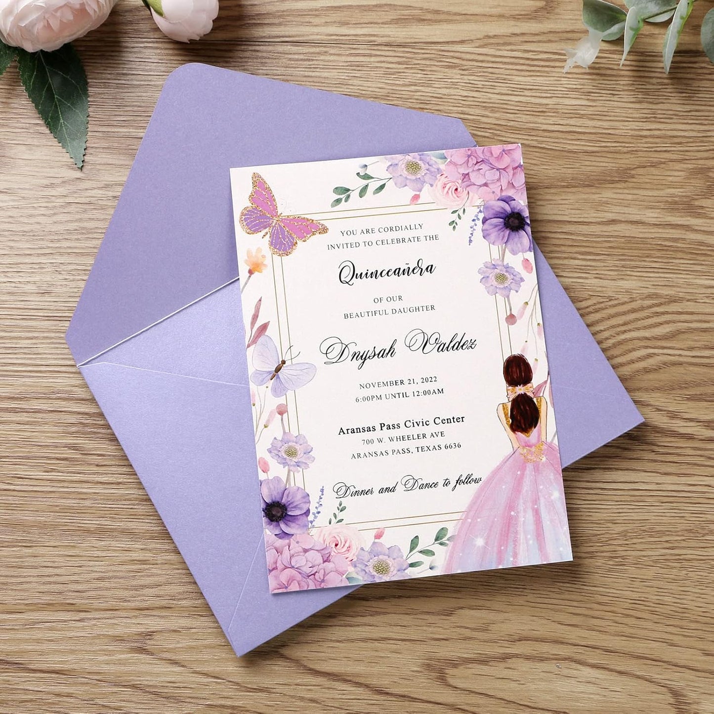 PONATIA 50 PCS/Pack Sparkle Lilac A7 Envelopes, 5.25 x 7.48'' Light Purple 5 x 7 Envelopes Perfect For Wedding Invitations Cards, Christmas Gift Cards, Acrylic Invitations, Photos