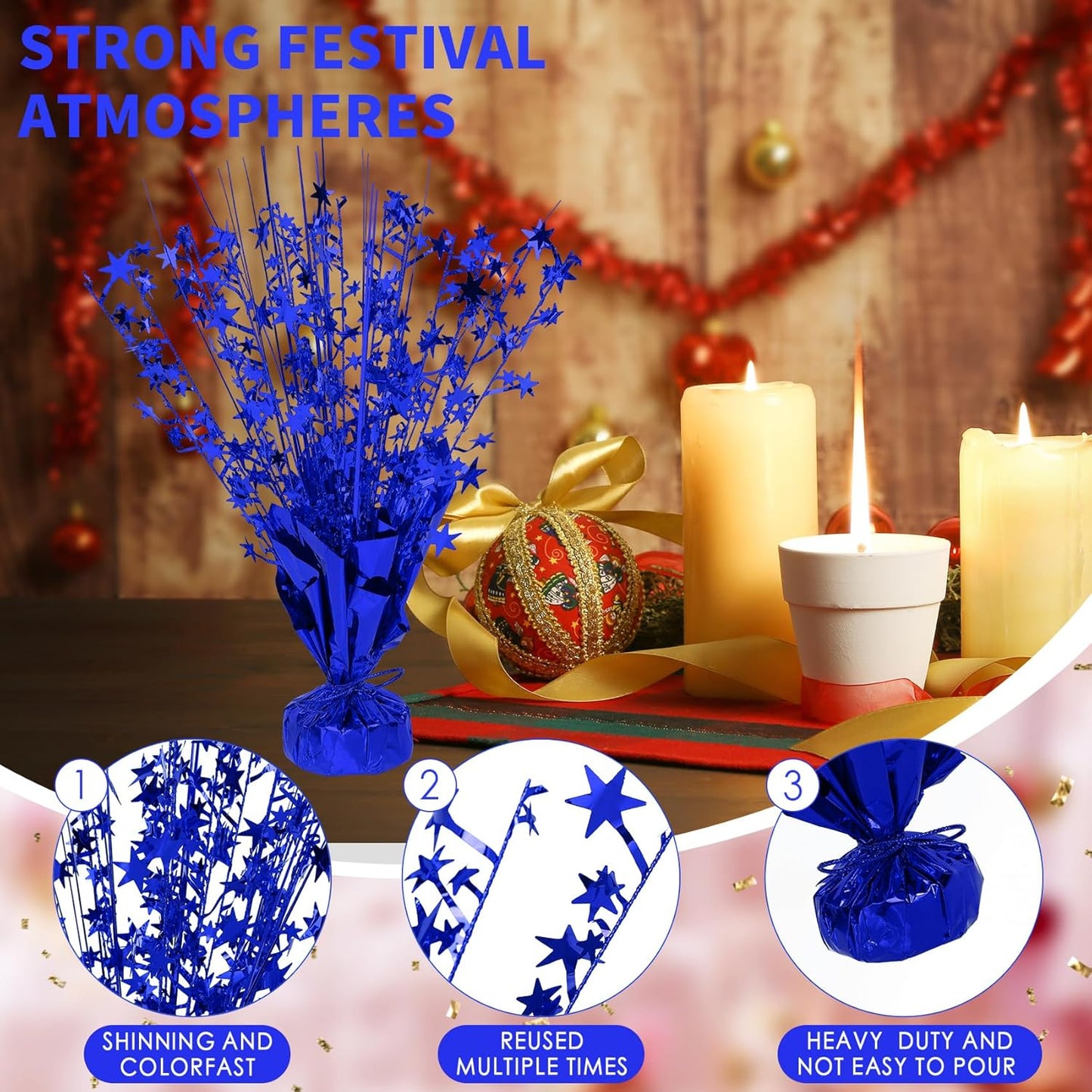 6 Pack Star Table Centerpieces for Party, Birthday Table Decorations for Kids Adults, Party Centerpieces for Tables for Wedding Baby Shower Graduation Holiday Event (Blue)