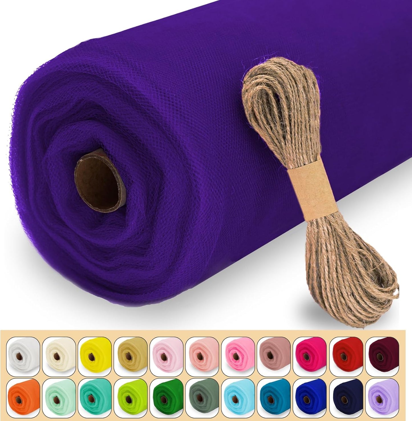 Purple Tulle Fabric Roll, 54" x 40 Yards (120FT) Tulle for Wedding Decoration DIY Halloween Tutu Party Backdrop Baby Shower Table Skirts Gift Wrapping