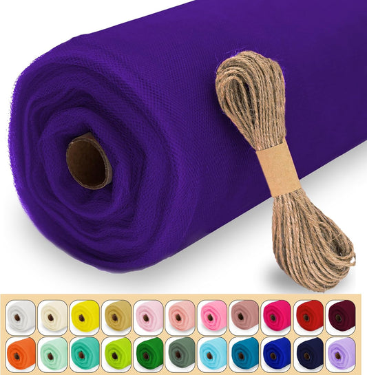 Purple Tulle Fabric Roll, 54" x 40 Yards (120FT) Tulle for Wedding Decoration DIY Halloween Tutu Party Backdrop Baby Shower Table Skirts Gift Wrapping