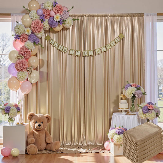 30x10 ft Wrinkle Free Champagne Sequin Backdrop Curtain for Parties,Thick Not Fall-Off Glitter Backdrop Drapes,6 Panels 5x10ft Shimmer Photo Back Drop Cloth for Wedding Birthday Photography Background