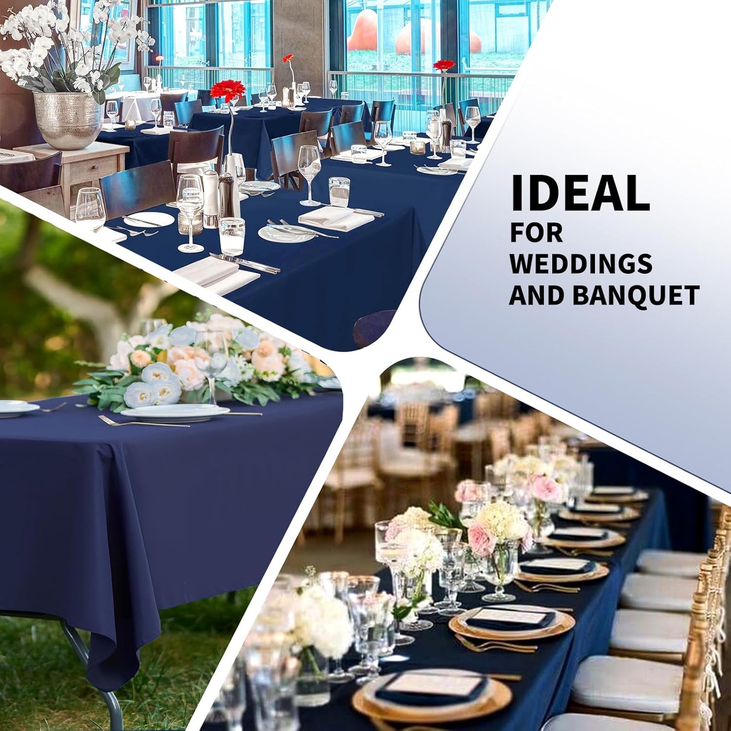 Navy Blue 6 Pack Polyester Table Cloth 60 x 84 Inch, Rectangle Tablecloths for 6 Foot Tables Washable Table Cloth for Party Wedding