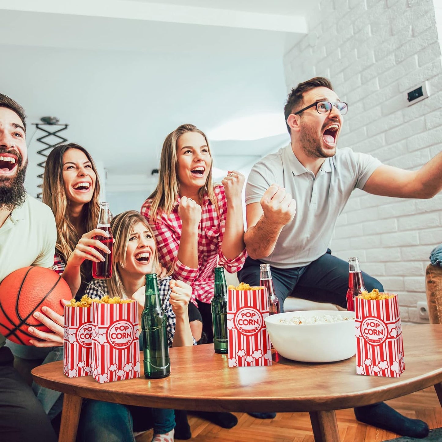 200 Pcs Paper Popcorn Bags Bulk 2 oz Large Flat Bottom Boxes Red and White Disposable Container Sleeve Movie Night Popcorn Bucket for Retro Movie Themed Party Carnival Supplies (Red and White)