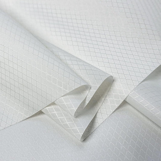 emma kites White Ripstop Nylon PU3000 Waterproof 1.9 oz 70D Diamond Grid Tear Resistant for Tent Rainfly Rain Kilt Poncho Dry Bag Backpack Bike Cover (Selvedge Removed) Pre-Cut 1 Yard