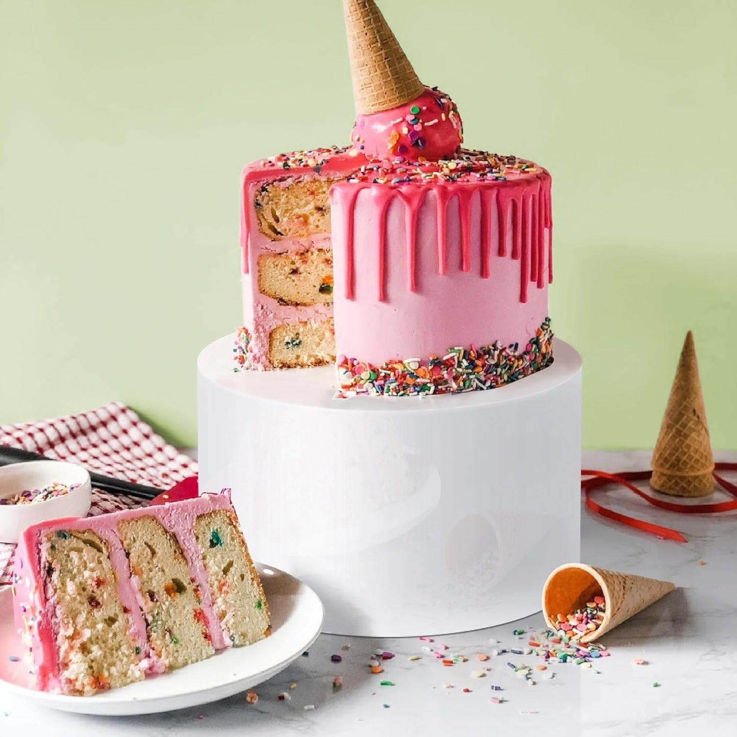 6Pcs Buffet Risers, Food Risers for Buffet Table, Acrylic Round Display Risers with Hollow Bottom, Food Display Stand for Party Jewelry Dessert Figures (Size 6",6.5",6.7",7",7.5",8")