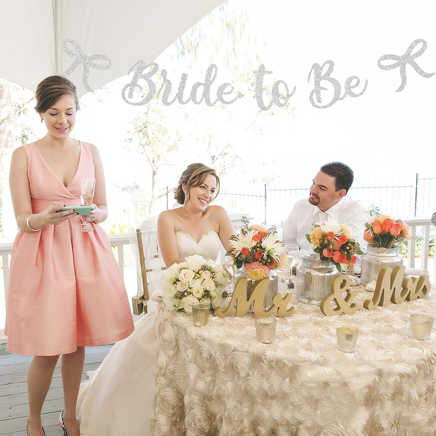 Bride to Be Banner, White Bride to Be with Bow Glitter Bachelorette Bridal Party Banner BRIDE TO BE Sign for White Bachelorette Bridal Shower Wedding Engagement Hen Party Decorations