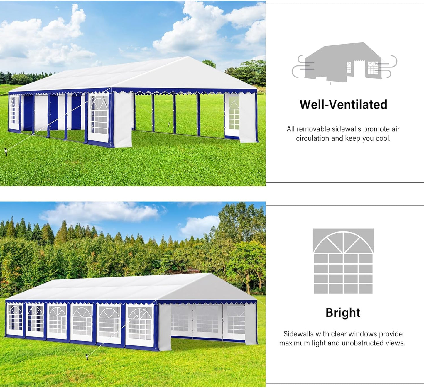 HERA'S PALACE 20'x 40' Outdoor Tents for Parties Large Canopy Tent with 14 Removable Sidewalls Heavy Duty Party Tent for Graduation Wedding and Birthday (Blue)