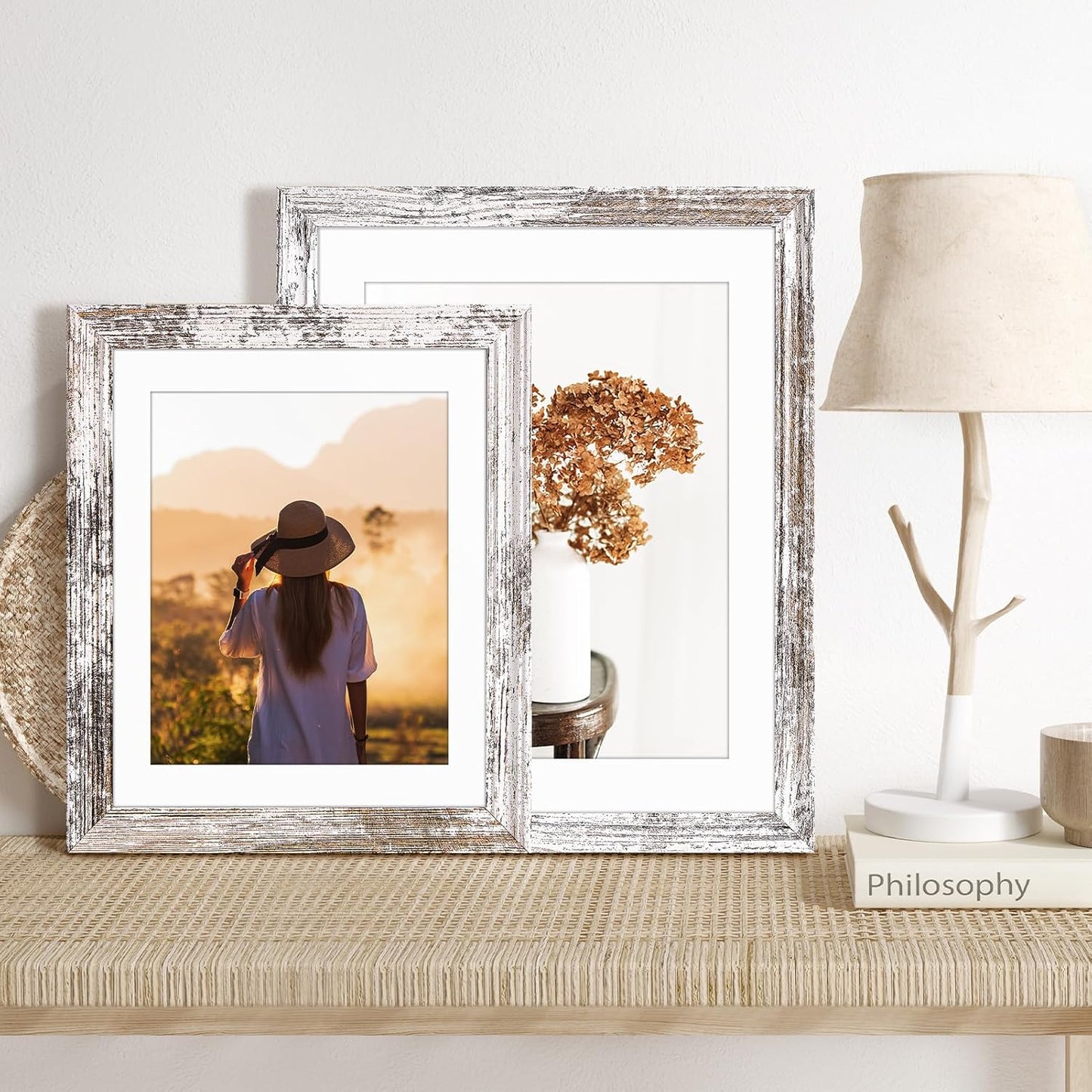 TWING 11x14 Picture Frames Set of 6,Rustic Picture Frames Collage Photo Frame for Wall Hanging,Rustic White,Wave Texture