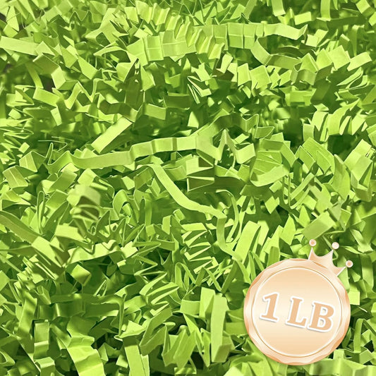 1 LB Fresh Green Crinkle Cut Paper Shred Filler Great for Gift Wrapping, Fresh Green Basket Fillers, Birthday, Gift Wrapping, Halloween Thanksgiving Christmas Easter Party Decor Filling Supplies