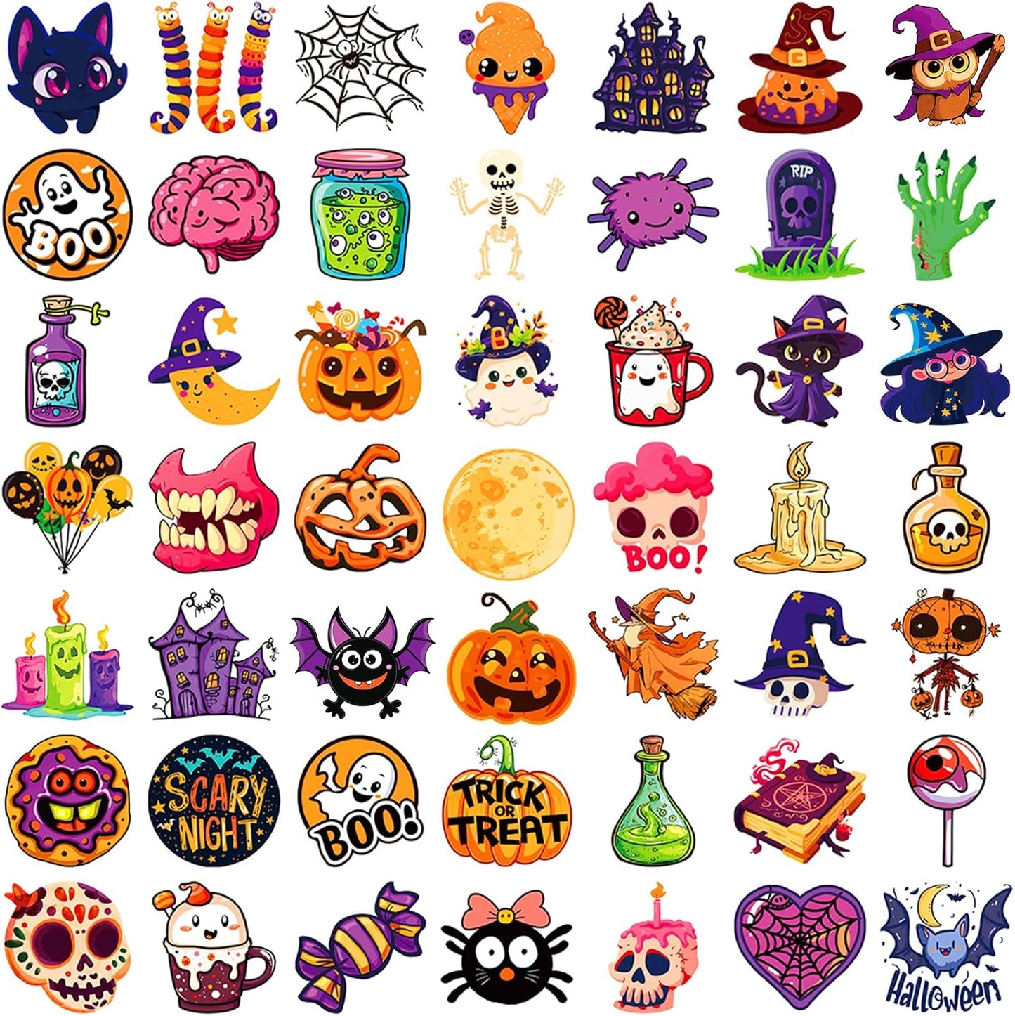 XZENTIRA, 100 PCS Halloween Stickers for Kids Teens Adults, Halloween Cartoon Pumpkin Themed Stickers, Vinyl Waterproof Holiday Party Stickers, Halloween Holiday Party Favors Gifts