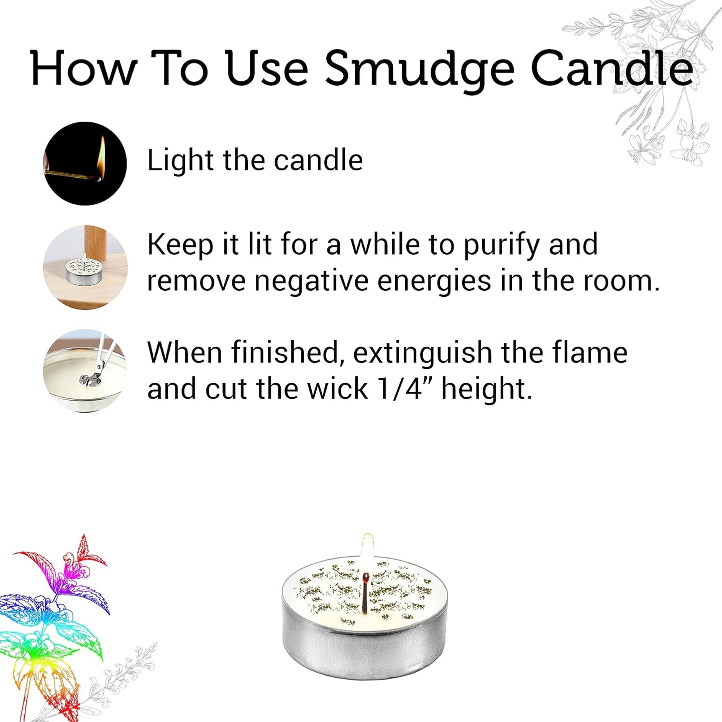 SOUL STICKS 12 Pack Little Smudgies Tealight Candles Smudge Candle for Cleansing House, Meditation, Chakra Healing | Made with Crystals and Herbs (7 Chakra)