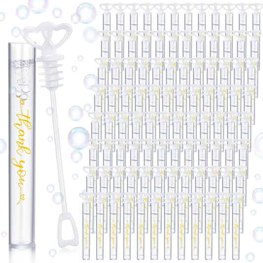 150 Pcs Bubble Wands Bulk for Wedding Party Mini Heart Wand with Bubble Solution for Wedding Bridal Showers Valentine Anniversary Graduation Birthday Supplies(White,Thank You)