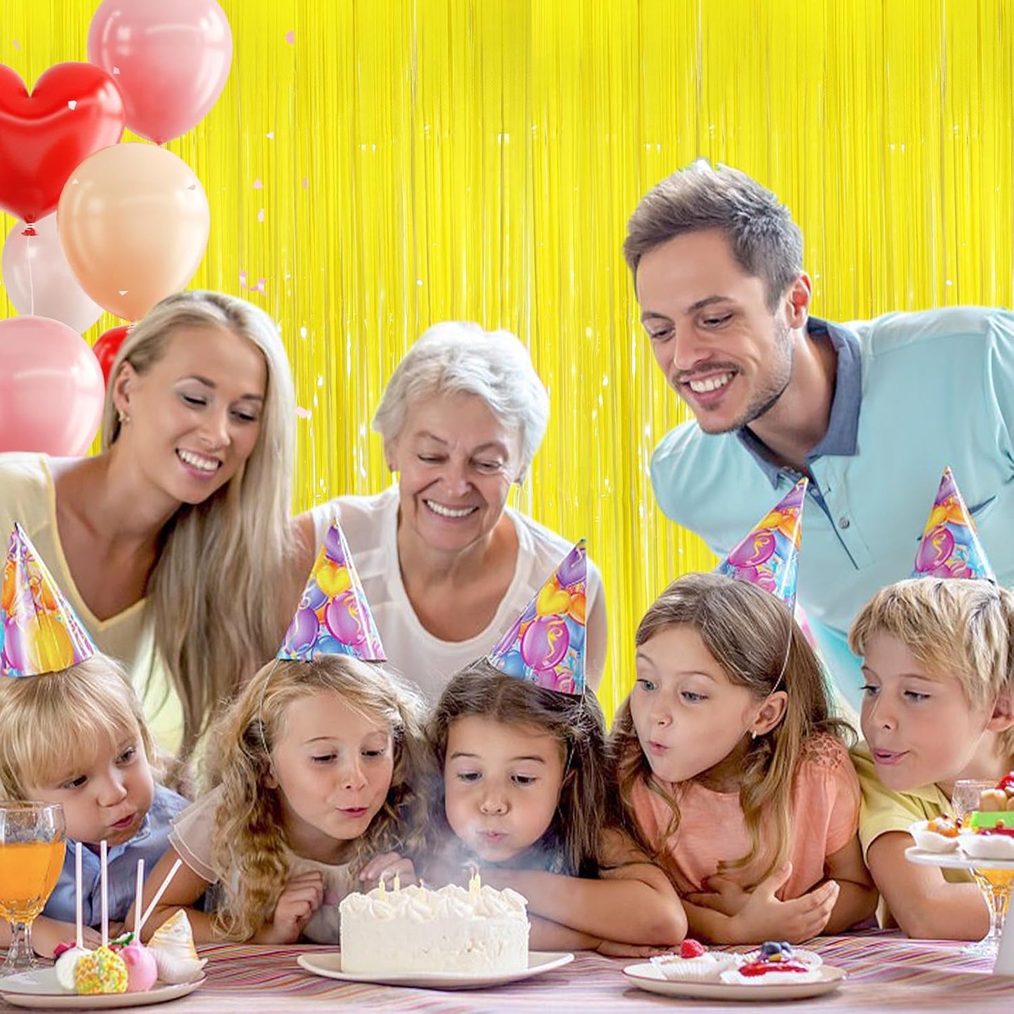 Macaron Yellow Metallic Tinsel Foil Fringe Curtains, 2Pack 3.3x8.3 Feet Streamer Backdrop Curtains for Birthday Wedding Party Decorations, Halloween Decor, Foil Curtain Backdrop for Bachelorette Party