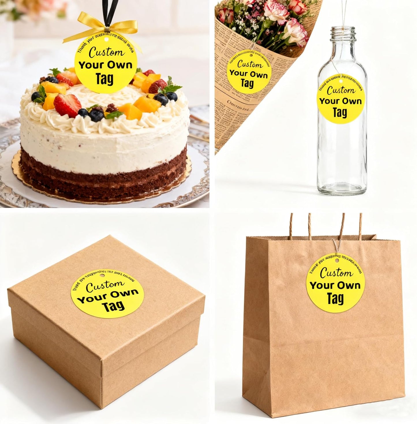 54-108 Pack Custom Hang Tag Personalized Name Paper Tags Customize Any Logo Text Label Tags for Clothes Jewelry Gift Wedding Birthday Favors and Small Business