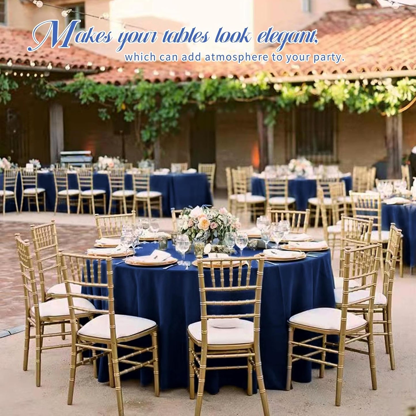 6 Pack Round Tablecloths - 120 Inch, Navy Blue Polyester Table Cover for Round Table, Stain and Wrinkle Resistant Washable Fabric Table Cloth, Polyester Tablecloth for Wedding Banquet Parties