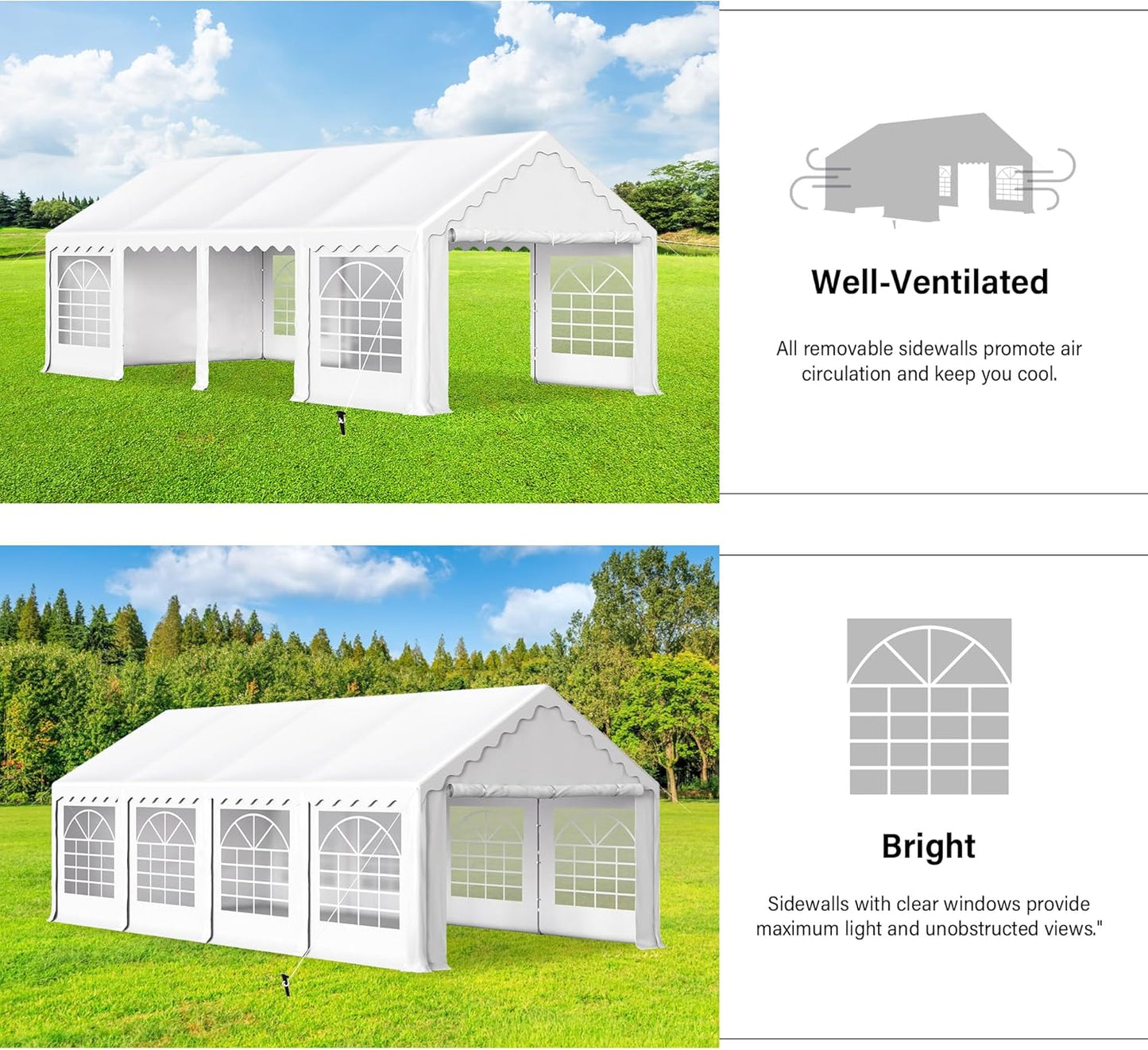 HERA'S PALACE 13'x 26' Outdoor Tents for Parties Large Canopy Tent with 10 Removable Sidewalls Heavy Duty Party Tent for Graduation Wedding and Birthday (White)