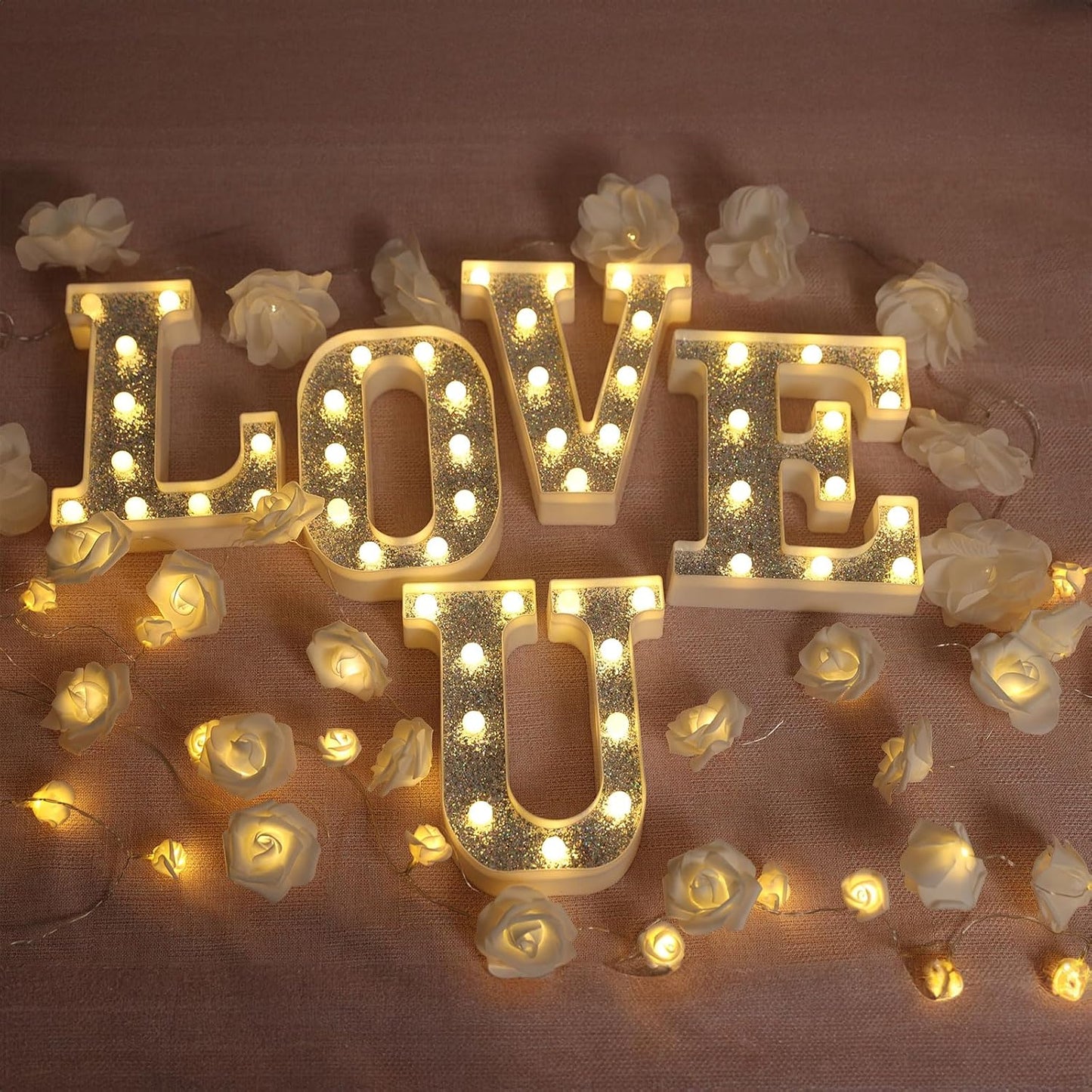Light Up Letters - Marquee Letter V, Glitter Lighted Signs for Prom, Events, or Engagement Party Decor