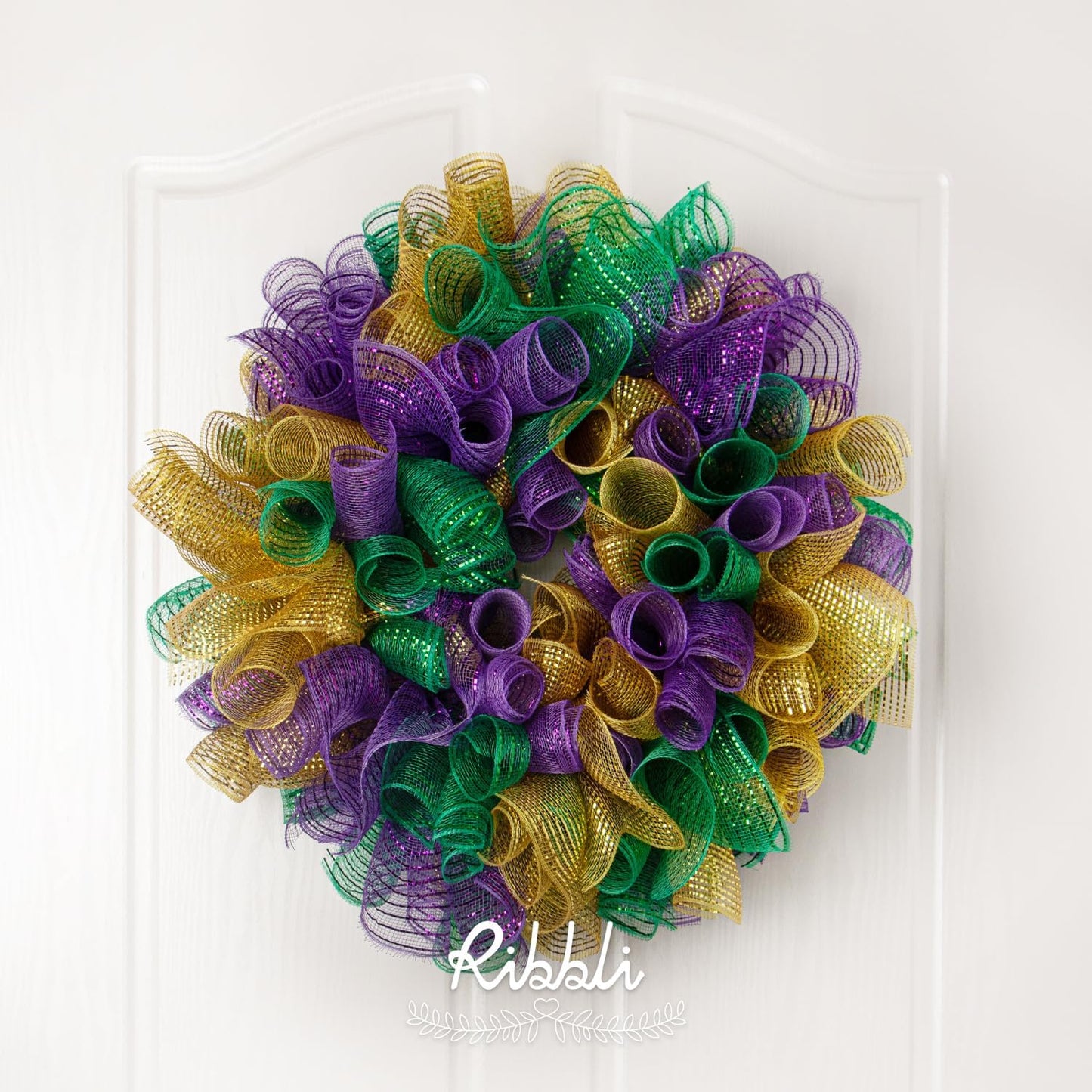 Ribbli 2 Rolls Gold Mesh Ribbon,10 inch x 30 feet(10Yard) Each Roll,Metallic Gold with Wide Gold Foil,Christmas Ribbon for Wreath Swags and Decorating